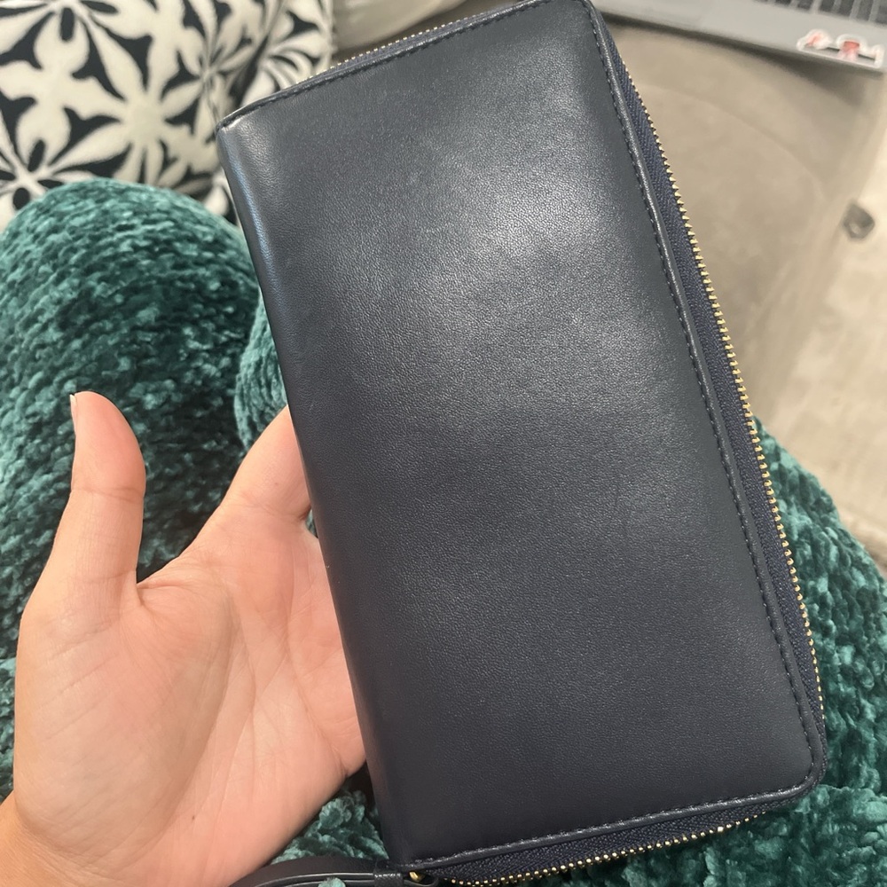 & Other Stories Navy Zip-Around Leather Wallet